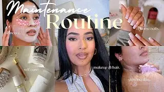 BEAUTY ROUTINE  | pamper routine + at home nails, hair + new makeup + 