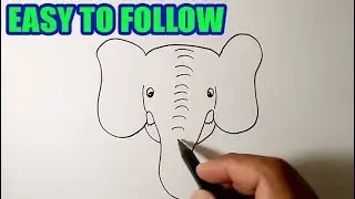 How to draw a face of elephant | Elephant Face Drawing | Elephant Mask