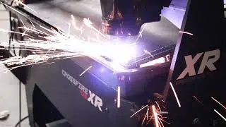 CrossFire XR CNC Plasma Machine Cutting up a 10 Degree Ramp Angle with our THC System