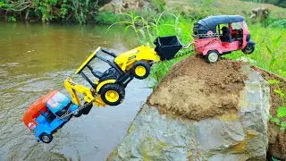 Tata LPT Truck Electric Auto Rickshaw JCB 3DX XPERT Accident River Pulling Out Auto Rickshaw ? CSToy