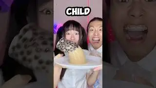 Adult VS Child Emoji Food Challenge ASMR 🥵boba tea bubble tea🧋 