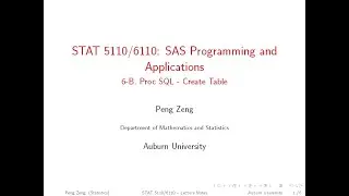 SAS - 6B - Proc SQL Creating Tables