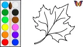 How to draw a maple leaf / cartoon coloring a maple leaf for children / coloring for kids