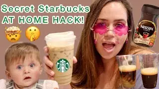 NESCAFE ICED COFFEE w/ SPECIAL ICE + STARBUCKS HACK!!! [making coffee with baby]