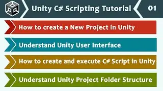 Unity Project | Unity Project Folder Structure | Unity UI | First C# Script - Unity C# Scripting 01