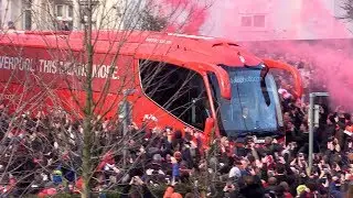 Liverpool Team Bus Arrives At Anfield! 