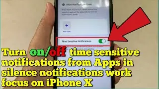 Turn on/off time sensitive notifications from apps in silence notifications work focus on iPhone X