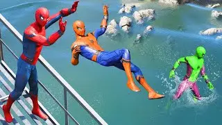 GTA 5 Rainbow Spiderman Water Fails (Euphoria Physics/Ragdolls)