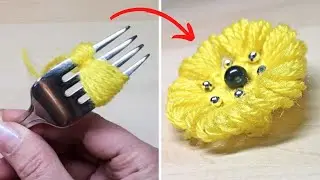 Amazing Hand Embroidery Woolen Flower making with Fork