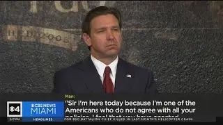 Florida Governor Ron DeSantis confronted