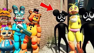 CAN FREDDY AND THE ANIMATRONICS SAVE CHICA FROM CARTOON MOUSE! GTA 5 FNAF Mods