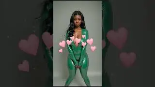 Gorgeous curvy ebony green catsuit models Vol.7 