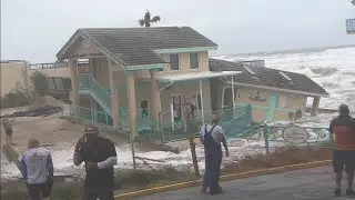 Watch: Building on Dunlawton Boulevard in Daytona Beach Shores is falling into the ocean | WFTV