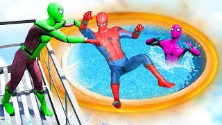 GTA 5 Rainbow Spiderman Jumping Into Portals (Ragdolls/Euphoria Physics) #19