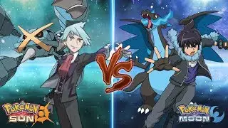 Pokemon Sun and Moon: Champion Steven Vs Alain (Mega Metagross Vs Mega Charizard X)