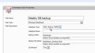 Configuring scheduled tasks for website and database backup with WebsitePanel