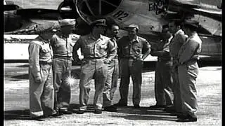 U.S. Military officers at North Field base on Tinian , Marianas Islands, pose in ...HD Stock Footage