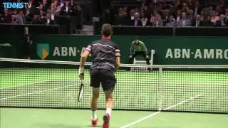 Monfils Scrambles For Forehand Hot Shot In Rotterdam 2016 Final