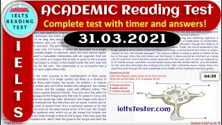 IELTS READING TEST ✍️ ACADEMIC - 31.03.2021 - 4K RESOLUTION 🔥 with ANSWERS!