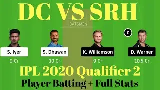DC VS SRH DREAM 11 l DC VS SRH l IPL 2020 Qualifier 2 Match  prediction today