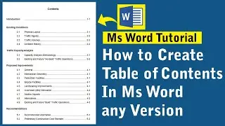 How to Create Table of Content in Ms Word any Version