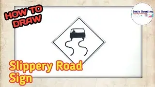 How to Draw Slippery Road Sign