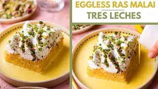 RASMALAI TRES LECHES CAKE | EGGLESS DIWALI RASMALAI CAKE | EGGLESS MILK CAKE 