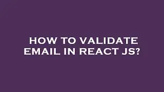 How to validate email in react js?