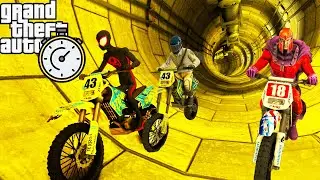 Underground tunnel Race Motocross GTA V mod fastest time Heroes vs Character gta