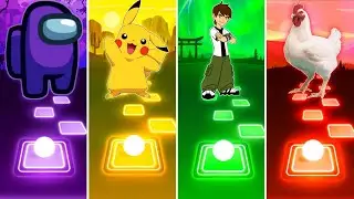 Among Us vs Pikachu vs Ben 10 vs Chicken - Tiles Hop EDM Rush