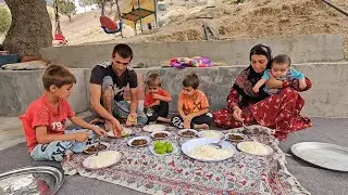 Village life. On a hot summer day, Narges and Babak are plastering the barn of the farm