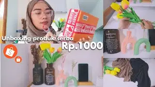 Shopee haul serba Rp.1000 - vas bunga, bunga tulif, meja belajar, pashmina plisket, kemeja h&m
