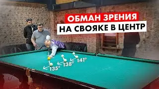 Угол отскока свояка относительно расстояния в бильярде