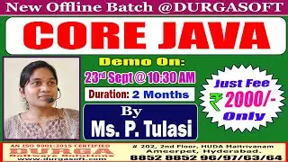 CORE JAVA Offline Training @ DURGASOFT