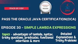 Java Certification-OCA | Simple Lambda Expressions | All Concepts & Questions | 