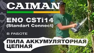 Пила аккумуляторная цепная Caiman ENO CSTi14 14 (Standart Connect) в работе. Пилит ветки и брус