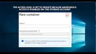 The access level is set to private because anonymous access is disabled on this storage account