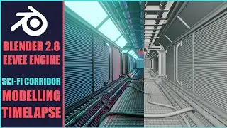 How to Model a Scifi Corridor | Blender 2.8 Eevee Timelapse Tutorial