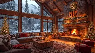 Christmas Jazz at Cozy Wooden Cabin 🎄 Warm Christmas Ambience with Jazz Relaxing Music for Unwind 🎁