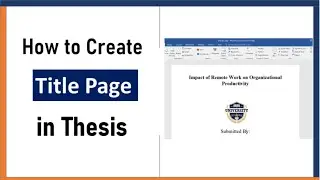 How to Create Title Page in Thesis || PhD Dissertation ||