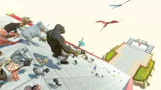 Run Down Giant Slope And Fight Mechagodzilla - Animal Revolt Battle Simulator