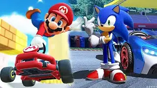 НОВАЯ ИГРА! Гонки Марио и Соник! Соревнование кто лучше? Mario Kart Racing мы Conic Team Recing