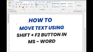 How To Move Text Using Shift + F2  Button In MS Word #pmithub