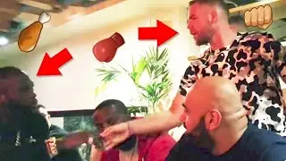 Billy Joe Saunders attacks Deontay Wilder with a piece of chicken in Nandos and runs away