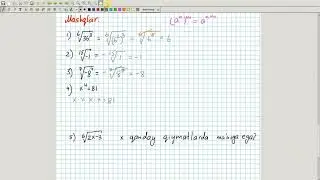 Natural ko'rsatkichli darajaning arifmetik ildizi va uning xossalariga misollar. Algebra 8. 11-dars