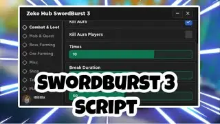 [NEW] Swordburst 3 Script | Auto Farm Boss + Mobs | Auto Chest | Kill Aura | AND MORE | PASTEBIN