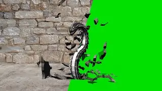 dragon worm appears through cracked ground and disappears again - green screen - green screen effect