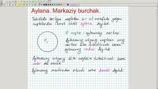 Aylana. Markaziy burchak. Geometriya 8-sinf. 39-dars