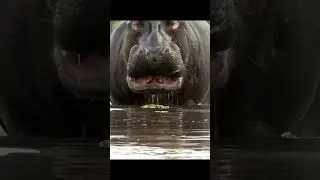 Big hippo trying to attack on camera #animals #hippo