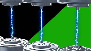 Electricity Power animation with different colours  between elements - black + green screen effects